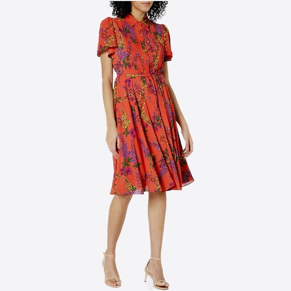 Nanette Lepore Terracotta Flutter Sleeve
Chiffon Floral Print Shirtdress Size 14 - Picture 1 of 10